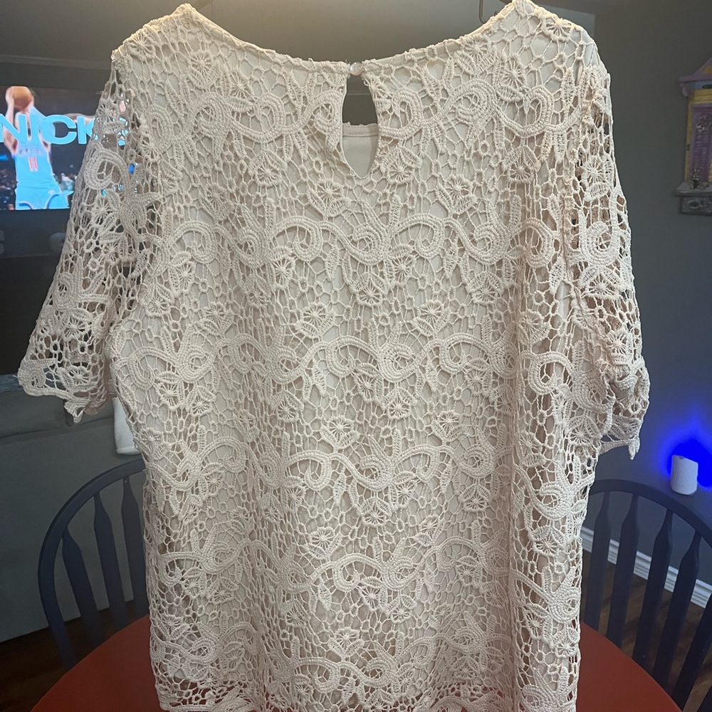 Adiva Beige Lace Blouse - Picture 2 of 3
